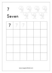 Tracing Numbers - Number Tracing Worksheets - Tracing Numbers 1-10 - Number Seven (7)