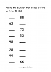 Ordering Numbers (1-100) Worksheet - What Comes Before And After Number