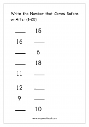 Ordering Numbers (1-20) Worksheet - What Comes Before And After Number