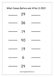 Ordering Numbers (1-50) Worksheet - What Comes Before And After Number