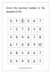Ordering Numbers (1-10) Worksheet  - Circle The Incorrect Number In Sequence