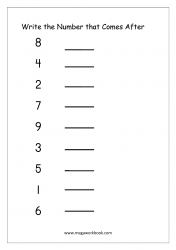 What Comes After Number Worksheet - Ordering Numbers (1-10)