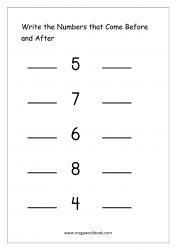 Ordering Numbers (1-10) - What Comes Before And After Number Worksheet