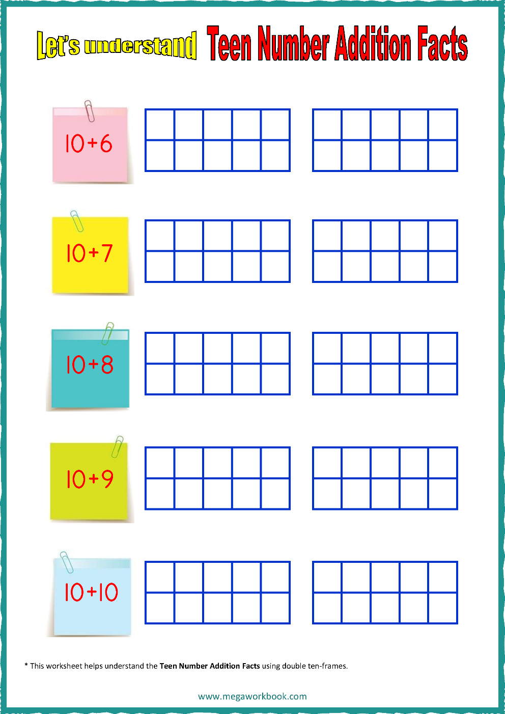 Ten Frame Worksheets Ten Frames 10 Frames Counting Addition Subtraction Even Odd Number Relationships Etc Megaworkbook