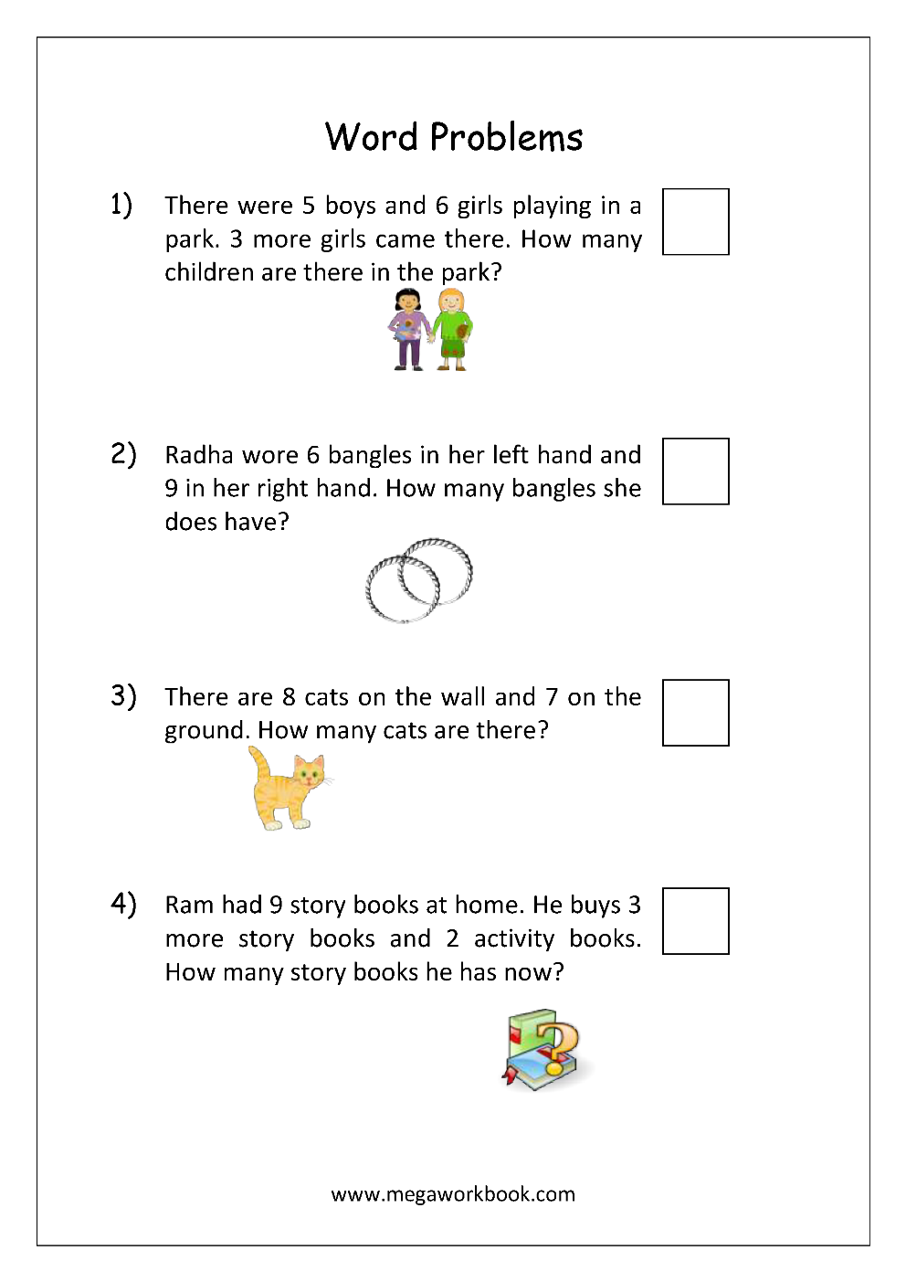 Addition and Subtraction Word Problems Worksheets For