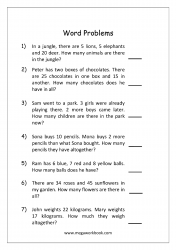 Math Addition Word Problems Worksheet - Solving Story Sums