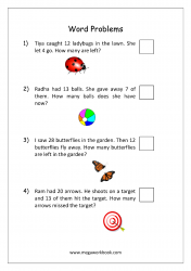 Math Subtraction Word Problems Worksheet - Solving Story Problems