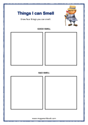 Five Senses Worksheets - Draw Things With Good/Bad Smell - Sense Organ Nose - For Preschool And Kindergarten