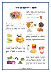 Sense Of Taste Explained - Sense Organ Tongue - Five Senses Worksheet For Preschool/Kindergarten