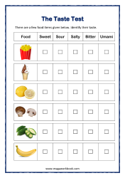 Identify the Taste - Five Senses Activities Worksheet