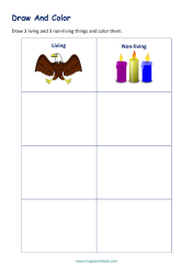 Draw And Color - Living And Non Living Things Worksheets