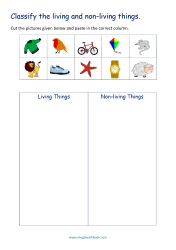 Classify Living And Non Living Things Worksheets