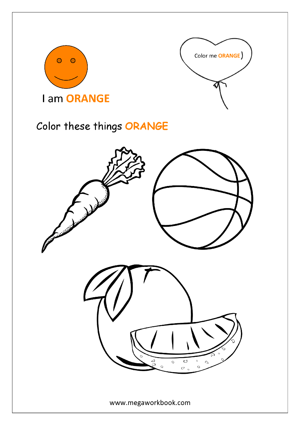 Preschool Orange Coloring Page Coloring Pages