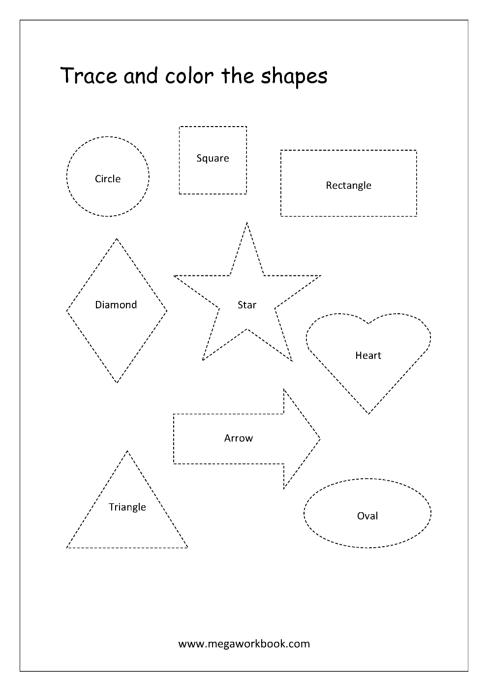 Free Printable Shapes Worksheets - Tracing Simple Shapes - Pre Writing
